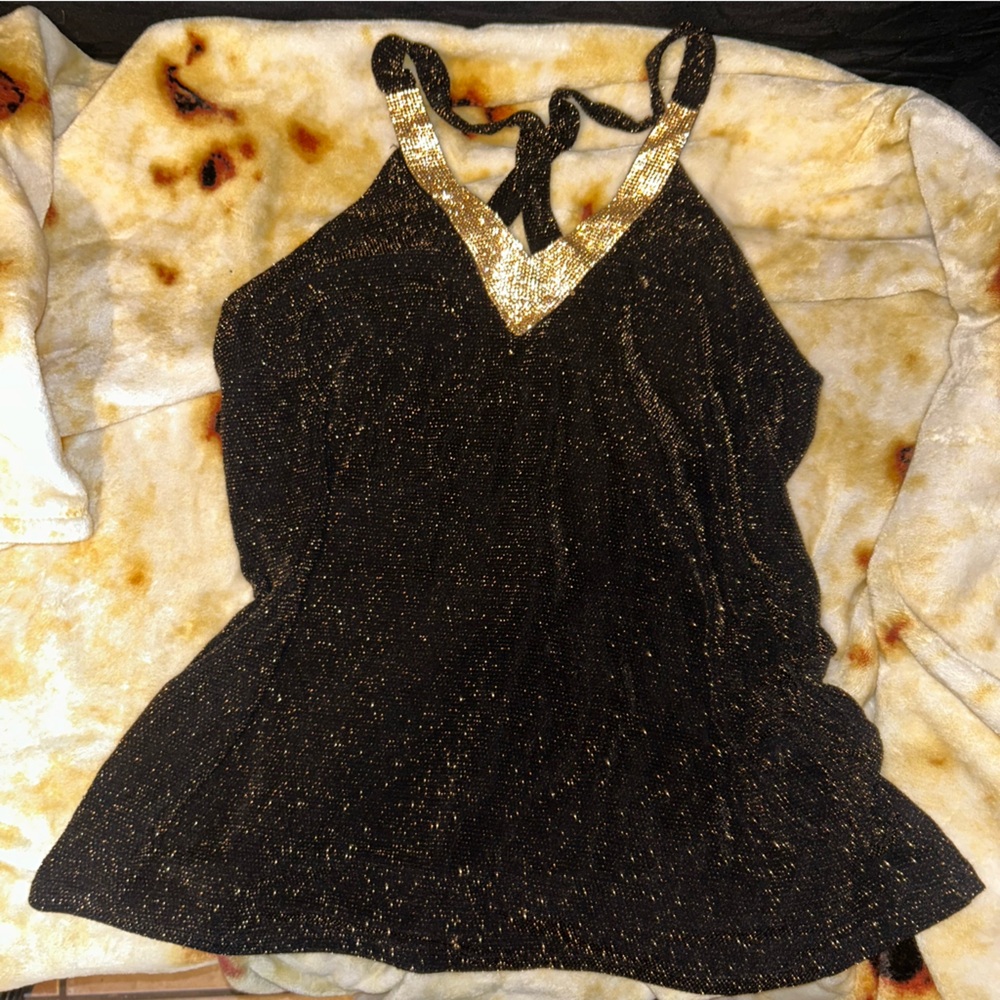 Bubble B USA Black & Gold Sparkle Top - 1XL